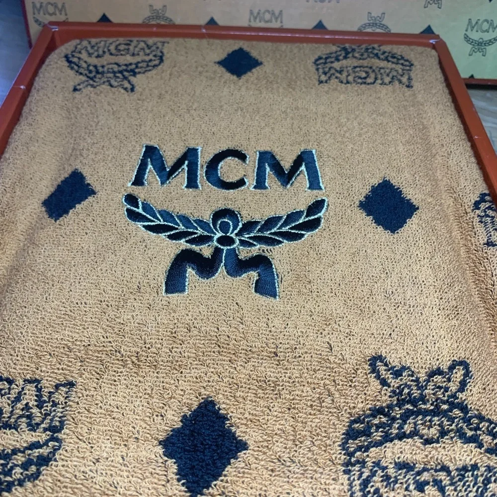 MCM Tan and Black Bath Towel